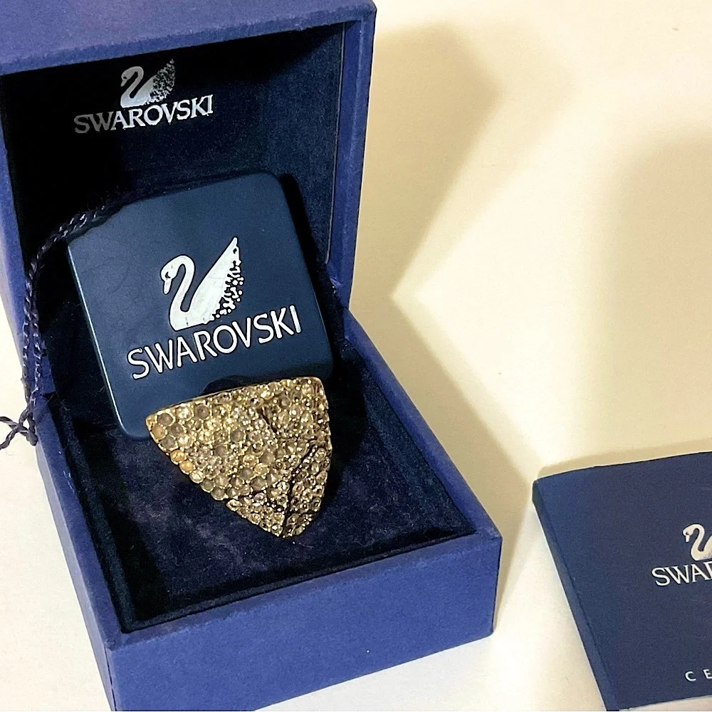 Gold Plated Swarovski Pave Crystal Ring